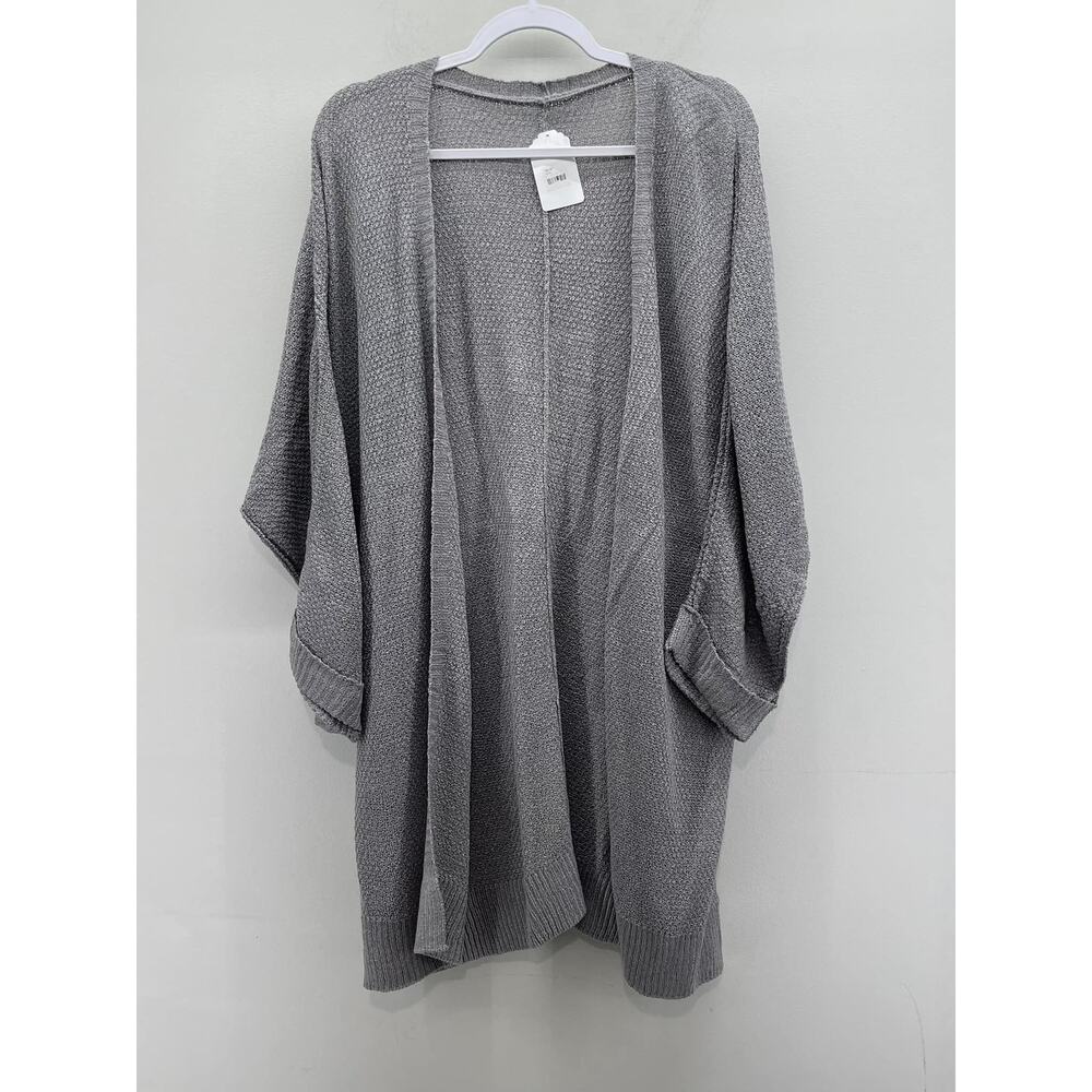 Open Front Long Cardigan Sweater Womens XL Gray Lightweight 3/4 Sleeve‎ Casual